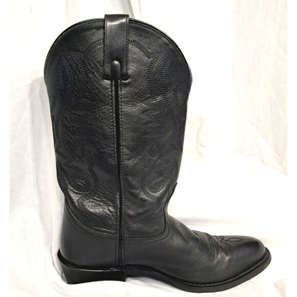 Smoky Mountain Mens Pull On Denver Cowboy Black Leather Boot Size 10  4032 - Picture 3 of 12